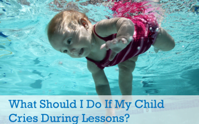 What should I do if my child cries during swim lessons?