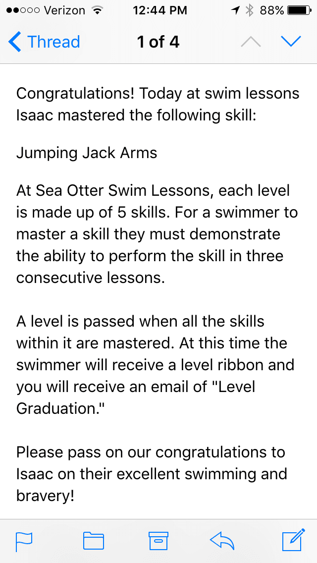 swim level email